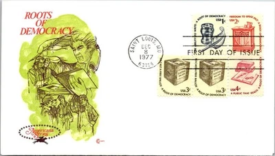 FDC 1977 SC #1581-1585 Cover Craft Cachet - St Louis MO - Blk Of 5 - J20502 - Image 1 of 2