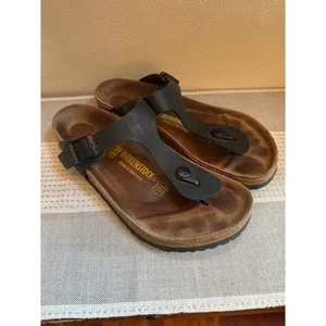 Birkenstock Gizeh Birko-Flor schwarz Gr. 39 leicht gebrauchter Zustand - Bild 1 von 7