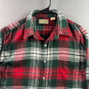 Vintage LL Bean Hemd Herren Large grün rot kariert Flanell Baumwolle 90er Made in USA - Bild 1 von 15