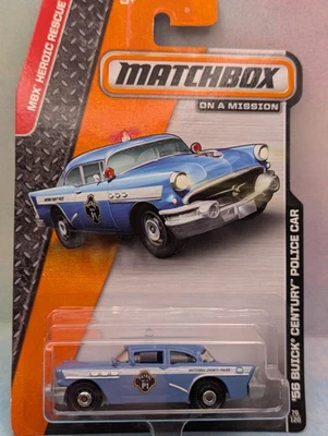 htf 2014 Matchbox '56 BUICK CENTURY POLICE CAR  #76☆light indigo☆Heroic Rescue - Image 1 of 2