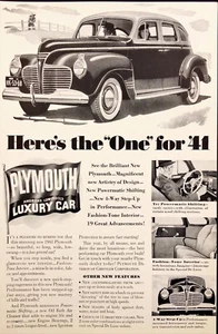 1941 Plymouth Luxury Car Powermatic Couple on Country Drive Vintage Print Ad - Picture 1 of 5
