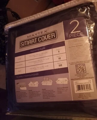 New Maytex Charcoal Smart Cover Slipcover Loveseat/Chair/Sofa - 2 Piece - Image 1 of 4