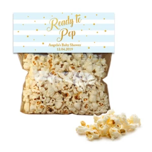 PERSONALISIERTE BABYPARTY BLAU FALTBARE TASCHE TOPPER CELLOTASCHEN PARTYGESCHENKE - Bild 1 von 1