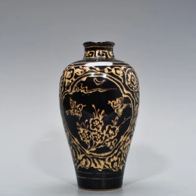 Китайская историческая фарфоровая ваза с узором оленя династии Сун Цзичжоу 8,3 дюйма - Изображение 1 из 4