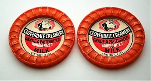 2 Dairy Cloverdale Creamery Grade A Milk Bottle Cap NOS New 1950's Centerville - Picture 1 of 2