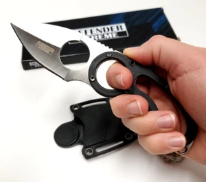 Concealed Carry Full Tang Fixed Blade Boot Neck Knife EDC Sheath Black - Picture 1 of 9