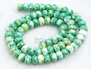 SALE Small 5*8mm Green Natural Rondelle Agate Loose Beads strand 15'' - los681 - Picture 1 of 3