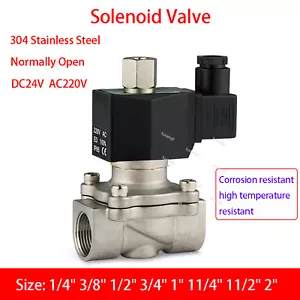 Magnetventil G1/4" 3/8" -2" 304 Edelstahl DC24V AC220V stromlos Offen bis 100°C - Bild 1 von 9