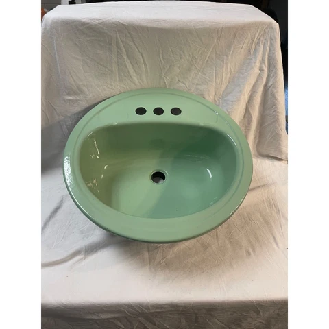 Vintage Light Green Metal Sink Cover