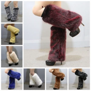 Lady Faux Fur Leg Covers Warmers Shoes Boot Cuffs Warm Costume Winter Party Chic - Picture 1 of 23