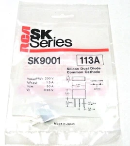 200V 1.5A Dual Silicon Diode - Common Cathode - RCA SK9001 NTE5570 - Picture 1 of 1