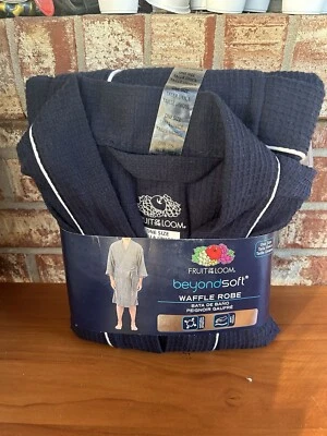 Fruit Of The Loom Beyond Soft Navy 1001KPW 100% Waffle Kimono Polyester Robe - Image 1 of 3