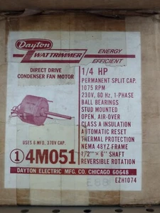 4M051 DAYTON 1/4HP 1075 RPM 230V 1 PH. MOTOR - Picture 1 of 1