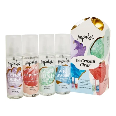 Impulse Be Crystal Clear Body Mist Gift Set 4 x 150ml Spray