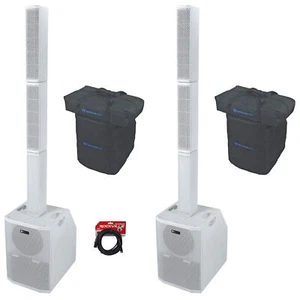 (2) Rockville TITAN ARRAY SYSTEMS Powered Column Array Speaker+10" Subs in White - Picture 1 of 12