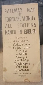 Vintage Historical Railway Map of Tokyo & Vicinity (English) 1953 Korean War - Picture 1 of 4