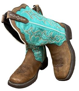 Justin Gypsy Raya Brown & Turquoise Leather Western Cowboy Boots L2904 Size 6.5B