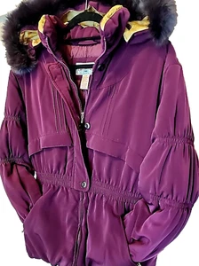 Copper Key Coat Purple Real Rabbit Fur Trimmed Hooded Girl's 14 LARGE Women's XS - Picture 1 of 12