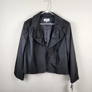 Le Suit Womens Black Open Front Blazer Jacket Bow Detail Sz 22W Cocktail Evening - Picture 1 of 8