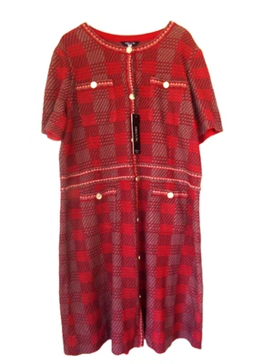 NWT Bold Plaid Tweed Knit Sheath Dress - Modern Fit Size XL - Image 1 of 4