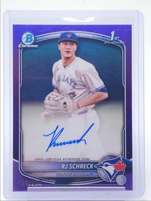 RJ SCHRECK 2025 BOWMAN CHROME 1ST AUTOGRAPH PURPLE REFRACTOR AUTO /250 Q3917 - Image 1 of 2