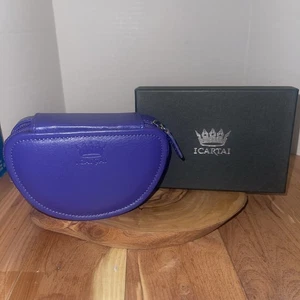 I Cartai Made In Italy Portagioie Pelle Mirtillo Viola Organizer Viaggio - Foto 1 di 14