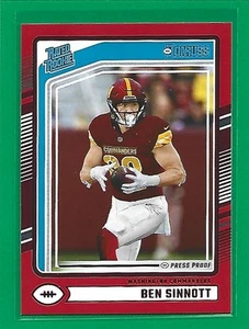 2024 Donruss Fútbol Prensa Prueba Rojo Ben Sinnott RR #314 Washington Commanders - Imagen 1 de 2