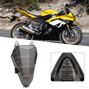 Motorcycle LED Tail Light With Turn Signals Smoky Lens For YZF R6 - Picture 1 of 13