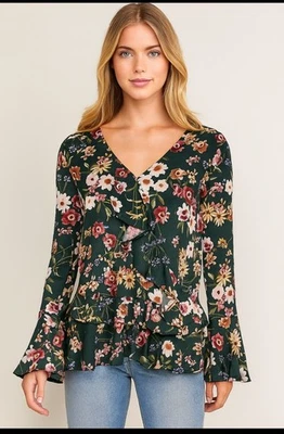 ¡NUEVO! Blusa Parker Floral Peplum Volantes Top Camisa Anthropologie Nova Pequeña Foto 1 de 4
