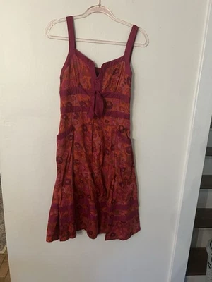 Vestido midi floral naranja y rosa Marc by Marc Jacobs. Borde de seda magenta talla 4. Foto 1 de 4