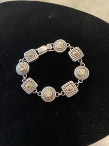 Vintage Brighton versilbertes Gliederarmband mit klaren Kristallen 7" - Bild 1 von 11