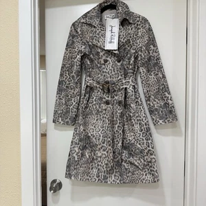 NWT Joseph Ribkoff Vintage Leopard Animal Print Trench Coat Size 8 Medium - Picture 1 of 8