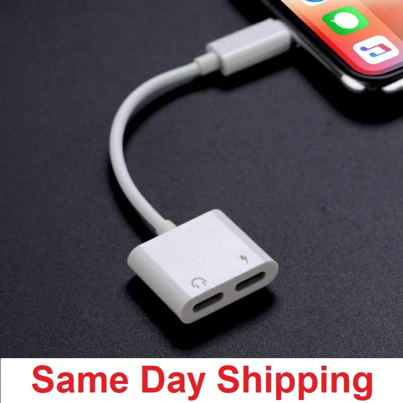 2 in1 Audio Splitter Adapter Charger Earphone For iPhone 7 8 X Plus XR MAX - Image 1 of 2