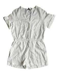 POLO RALPH LAUREN White Women's Linen Romper Belted Short Sleeve, 12, NWOT - Picture 1 of 1