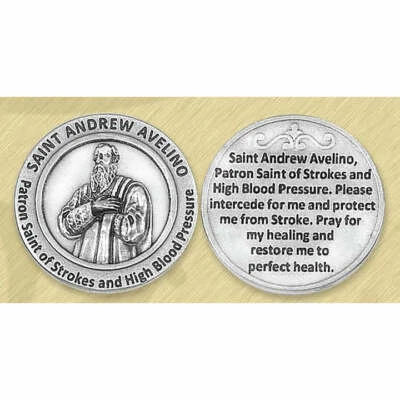 Saint St. Andrew Avellino - Prayer to Saint St. Andrew - Pocket Coin  - Image 1 of 4