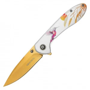 WARTECH - 7.75" Gold Hummingbird Pocket Knife - Picture 1 of 4