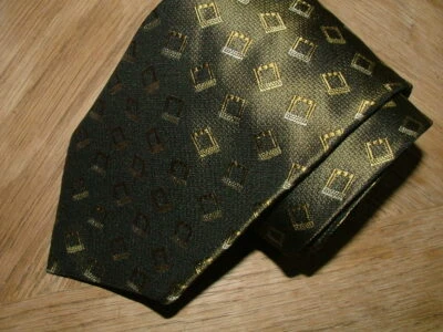 MENS SULKA TIE 100% SILK MADE IN FRANCE SILVER BROWN GEOMETRIC #405 - Image 1 of 4