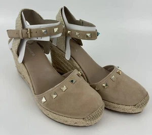 NEW Marc Fisher Saklina Espadrille Studded Wedge Sandal Sz 6.5M Natural Women’s - Picture 1 of 11