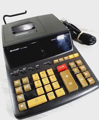Sharp EL2196BL 12 Digits Printing Calculator PORTABLE 2 Color Printer BLACK - Image 1 of 4