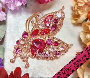 BETSEY JOHNSON BEAUTIFUL SPARKLING MULTI-PINK BUTTERFLY BROOCH PIN, BRAND NEW - Picture 1 of 1