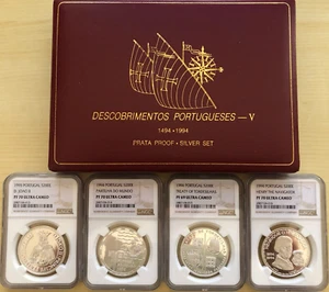 1994 Portugal 4 x 200 Escudos Silver World Division NGC PF69-70 UC - Picture 1 of 1