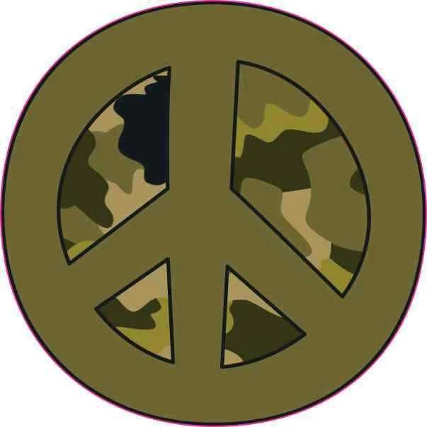 4in X 3in Camouflage Peace Sign Sticker Vinyl Decal Cup Symbol Stickers - Image 1 of 1