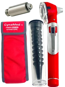 NUEVO Mini Otoscopio de Fibra Óptica Rojo (tamaño de bolsillo) Medical Ent Diagnostic Set A + - Imagen 1 de 8