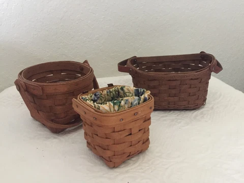 Lot of 3 Small Longaberger Booking Baskets Cover