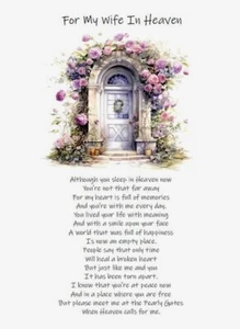 NEW For My Wife In Heaven A5 CARD Sentimental Sympathy In Loving Memory - Picture 1 of 4