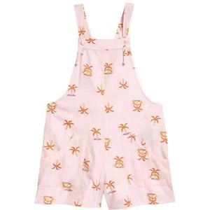 NWT Billabong Kid’s Running Wild Palm Print Overalls in Soft Pink (Size L/12) - Picture 1 of 7
