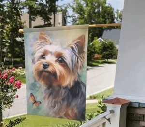 OUTDOOR/INDOOR YORKSHIRE YORKIE TERRIER PUPPY DOG FLAG BANNER MEMORIAL DECOR - Picture 1 of 6