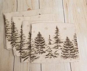 Cynthia Rowley Fabric Napkins Designer Set of 4 Metallic Accent Winter Themed - Picture 1 of 5