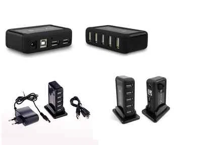 High-Speed 7-Port Hub USB 2.0 + Netzteil + USB Kabel schwarz Aktiv Verteiler TOP - Bild 1 von 4