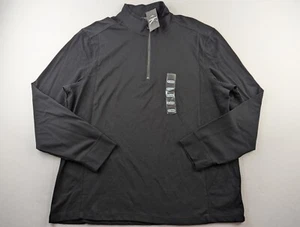 NEW Calvin Klein Men XL Black 1/4 Zip Pullover Knit Cotton Sweatshirt Classic O2 - Picture 1 of 10